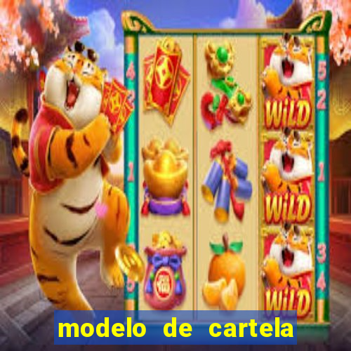 modelo de cartela de bingo em branco